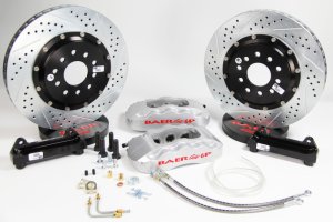 Dodge Challenger Brake Kit - Front - Baer Brakes - Pro+ 14in Slotted/Drilled Rotors + 6-Piston Calipers - Silver - `12-`17